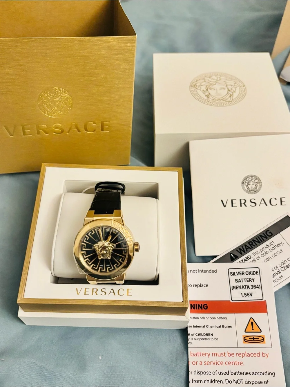 Versace Men's Gold and Black Medusa Motif Watch